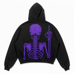 Sudadera con Capucha Personalizada para Hombre, Estilo Urbano, Estampado Gráfico de Calavera, Gótico, Grunge, Y2K, Hip Hop, Felpa Gruesa de Algodón - Product Image 3