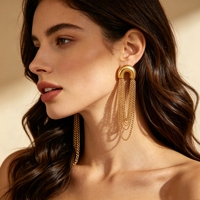 Boucles d'oreilles à pampilles RH pour femme, design de niche, plaqué or 18 carats PVD, acier inoxydable inaltérable, bijoux de mode personnalisables, vente chaude
