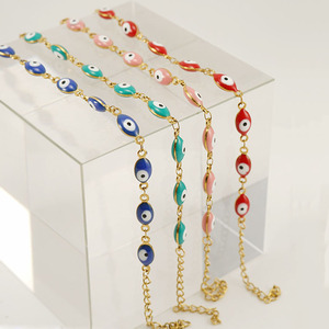 BS2027 Oro Placcato In Acciaio Inox Arcobaleno Smalto di Vetro occhi il male Spirituale del braccialetto A Catena, di Fatima Mano di Hamsa del Braccialetto di Fascino - Product Image 2