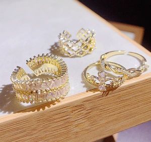 Luxury Vintage Engagement Wedding Gold Plated CZ Zircon Mix <b>Adjustable</b> <b>Ring</b> for Ladies with Claw Setting - Product Image 5