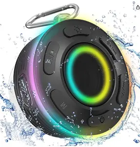 Portable Bluetooth Speaker, IP7 Waterproof Shower Speaker with HiFi Steore Sound/Built-in Mic/Hands Free Calling/LED Light