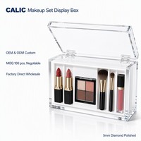 Boîte de présentation en acrylique Calic pour maquillage, avec couvercle à charnière transparent, vitrine de comptoir pour la vente au détail de produits de beauté, taille personnalisée, OEM, vente en gros