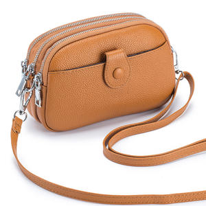 Mini bandolera de un solo hombro para mujer de cuero genuino de alta calidad, bolso de moda para teléfono móvil con cierre de cremallera para mamá - Product Image 6