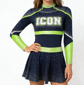 Uniforme de cheerleading <span class=keywords><strong>bleu</strong></span> marine personnalisé OEM pour filles, design de costumes de danse <span class=keywords><strong>bleu</strong></span> marine pour les spectacles - Product Image 1