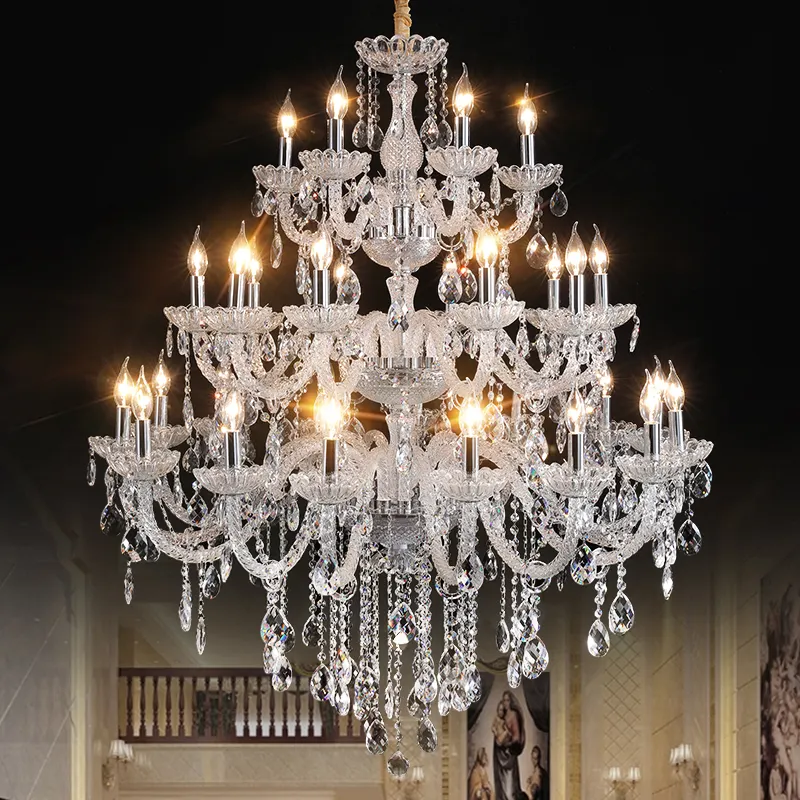 2024 Hot Sale Multiple Arms Candle Crystal Chandelier Modern Big Luxury Crystal Chandelier For Restaurant Wholesale Chandelier