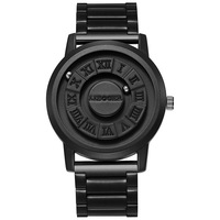 Reloj de Cuarzo Magnético Creativo para Hombre de Alta Calidad, Movimiento de Bola Único, Esfera con Números Romanos, Correa de Cuero