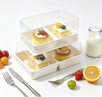 Boîtes de boulangerie rectangulaires jetables écologiques en gros, 2 compartiments, transparentes, en plastique PET, pour base de sandwich, pizza