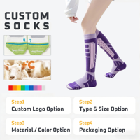 Chaussettes de ski en laine pour femmes, couleur mode, style scrunchie, hauteur genou, effet empilable, pour la neige et les photos personnalisées
