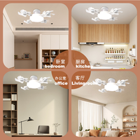 Kipas Angin Plafon Modern Kamar Mandi E27 Lampu LED 21W Kipas 24W Desain Drone 4-Bilah AC85-265V 3CCT Dapat Diredupkan 3-Kecepatan Putih Hangat 3500K