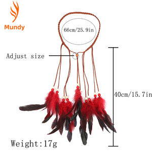 Nouveau serre-tête à plumes ethnique, exotique, tribal, de style gitan, pour festivals traditionnels et spectacles sur scène - Product Image 2