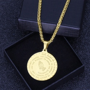 Loftily de Amén hermano regalo 14K oro manos rezando Biblia verso colgante de joyería de collar de cadena - Product Image 3