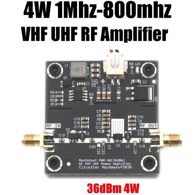 0.5-800MHz Broadband 4W High Gain 36dBm VHF/UHF RF Power Amplifier Module