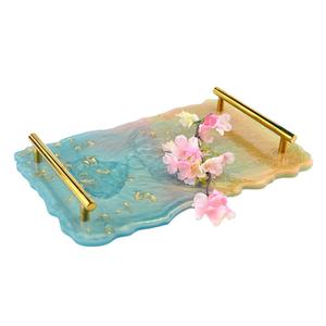 Khuôn Khay Lớn Không Đều Với 2 Tay Cầm Bằng Kim Loại Khuôn Lót Cốc Silicon Làm Khay Đá Mã Não Giả Khuôn Nhựa Bộ Silicon - Product Image 4