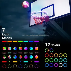 8 flaş modları sensör-aktif LED sepet Hoop pil kutusu RGB şerit işık geceleri basketbol ateş için