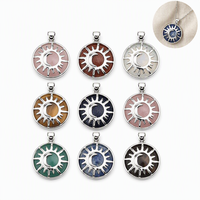Pendentif en améthyste naturelle, quartz rose, lune et soleil, charme de guérison Reiki, pierre précieuse pour la fabrication de bijoux DIY, vente en gros