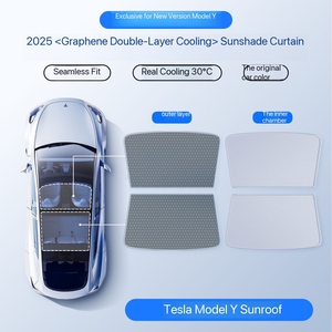 ม่านบังแดด <span class=keywords><strong>Tesla</strong></span> <span class=keywords><strong>Model</strong></span> Y รุ่นพิเศษ ผ้ากราฟีนสองชั้นแท้ ให้ความเย็นยาวนาน ไม่หย่อนคล้อย - Product Image 5