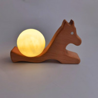 Nouveau Design Nordique En Bois Décoratif Veilleuse De Chevet Lune Globe Lumière Avec Support En Bois Massif Chambre Premium Sont Décor