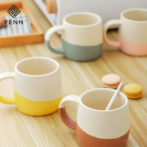 FENN Tasses à café en céramique mouchetée faites à la main Ensemble <span class=keywords><strong>de</strong></span> <span class=keywords><strong>4</strong></span> tasses à café en porcelaine pour latte/thé/lait/cacao chaud Idéal pour tasse cadeau - Product Image 2