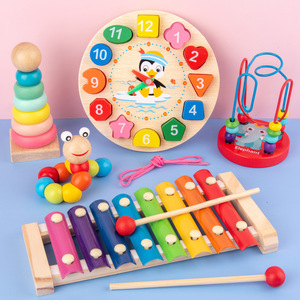 Phong Cách Hỗn Hợp Đàn Piano Đồng Hồ Cầu Vồng Tháp Tay Áo Cột Toddler Xây Dựng Khối Ghép Hình Bộ Kid Gỗ Đầy Màu Sắc Đồ Chơi Giáo Dục Câu Đố - Product Image 2