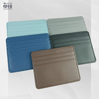 Dompet kartu kredit wanita, dompet kulit ramping Logo kecil berdiri kartu bisnis wanita