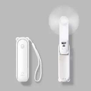 3合1手动风扇、便携式USB可充电小口袋风扇、带电源组迷你风扇的电池供电风扇/