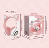 Headset Stereo Nirkabel Sport Lipat Anti Air BT5.0 Baru untuk Anak-Anak, Desain Telinga Kucing Lucu Warna Pink STN-28