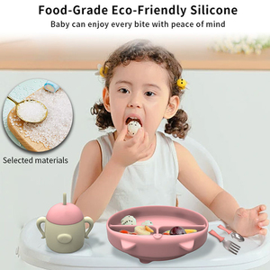 MHC Ensemble de repas en silicone pour enfants et bébés Passe au lave-vaisselle Vajilla De Silicona Para Bebes Ustensiles de cuisine pour enfants Biberons - Product Image 4