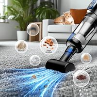 Aspirateur de voiture portable 17000Pa 2-en-1 mini 0,45L, souffleur d'air, batterie 6000mAh, lumière LED, buses multiples