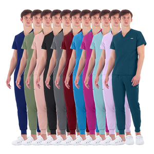 Logo personnalisé multicolore encolure en V manches courtes poche homme et femme dentiste infirmière hôpital médical uniformes ensembles de gommages - Product Image 5