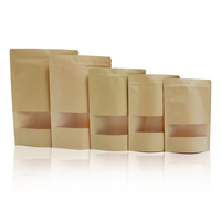 Pochette debout en papier kraft brun noir blanc personnalisé avec fenêtre emballage en plastique style classique Doypack pour emballage de sucre alimentaire pour
