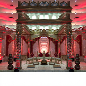 Traditional Haveli Mandap Indian Wedding Mandap Portable Fiber Crystal Design Mandapam For Grand Destination Weddings - Product Image 1