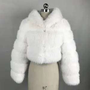 Wholesale Winter Custom Faux Fox Fur Coat With Hood Lady Fashion Short Style Fake Fur Women Faux Fur Coat