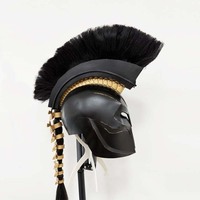 Casque d'Agamemnon Spartan en noir roi médiéval, accessoires de jeu de rôle pour Halloween