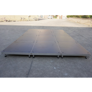 Aluminum Adjustable Height Modular <b>Stage</b> Easy Assembly Non-Slip <b>Platform</b> Portable Design for Outdoor Events Concerts (Wood - Product Image 1