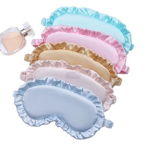 Hot Selling Fashion Double Sided Satin Customizable <b>Light</b> Blackout <b>Sleep</b> Eye Mask for Girls Cute Lace Ruffles Flower - Product Image 1