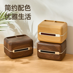 Faux Wood Grain Tissue Box Walnut Color Multipurpose Organizer For Home Office Desk Storage - Product Image 3