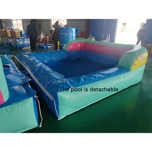 Toboggan aquatique gonflable géant en PVC de qualité commerciale avec palmiers et piscine amovible, parfait pour les vacances à la plage - Product Image 3