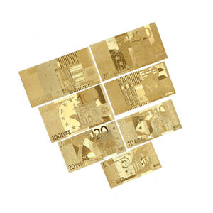 7ピース/セット金箔メッキ記念紙幣両面金貨ユーロフェイク24k金貨コレクション金貨工芸品 - Product Image 1