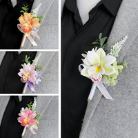 Ensemble de boutonnières et de corsages de poignet pour mariage, orchidée artificielle en soie, résistant à l'eau et aux UV, pour la mariée, le marié, les invités et les demoiselles d'honneur