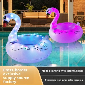 Luz de <span class=keywords><strong>agua</strong></span> de flamenco con energía Solar, anillo de natación luminoso con forma de cisne colorido, linterna montable para juguete de paseo <span class=keywords><strong>en</strong></span> la playa - Product Image 3