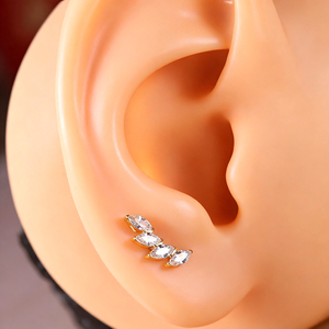 <span class=keywords><strong>Piercing</strong></span> Labret Classique en Titane ASTM F136 Plaqué Or 24K, Zircon Taille Marquise, Motif Fleur, pour Cartilage Hélix, Cadeau de Mariage et Fiançailles - Product Image 3