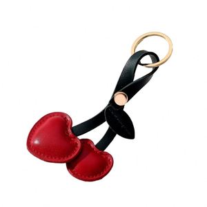 New Style PU Leather Cherry <b>Key</b> <b>Chain</b> Bag Pendants Car Accessories Keychain <b>Key</b> Ring Hanging Ornaments - Product Image 1