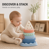 Jouets sensoriels pour bébés personnalisés, bateaux à voile en silicone, gobelets empilables, ensemble de jeu pour le bain en 6 pièces