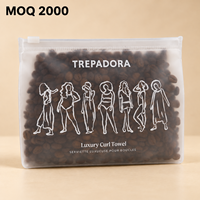 Sachets Doypack givrés avec fenêtre, doublure en aluminium et fermeture éclair, personnalisables pour l'emballage de grains de café premium