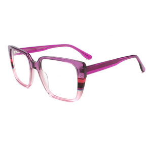 Montures de lunettes carrées en acétate de Wenzhou, monture complète, antidérapantes, unisexe, verres plats, design dégradé de couleur - Product Image 3