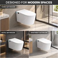 WC intelligent mural avec couvercle automatique, réservoir encastré, bidet, siège chauffant, sécheur à air chaud et télécommande