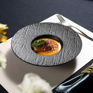 Vente en gros Nordic Assiette en porcelaine céramique blanche et noire Vaisselle Assiette à soupe italienne Plat à <span class=keywords><strong>caviar</strong></span> en vrac - Product Image 2