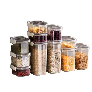 Airtight Food Storage Containers Kitchen Organization Bpa Free Plastic Transparent Clear Stackable Sealed Jars Tank with Lids