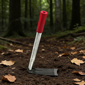 T Shaped Carbon Steel Hoe 6in Blade Red Silver Handle For Gardening Weeding Planting Digging - Product Image 3