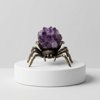 Venta al por Mayor de Artesanías Hechas a Mano con Materiales Mixtos, Araña de Piedras Preciosas con Cuerpo Metálico, Animales de Amatista para Decoración DIY